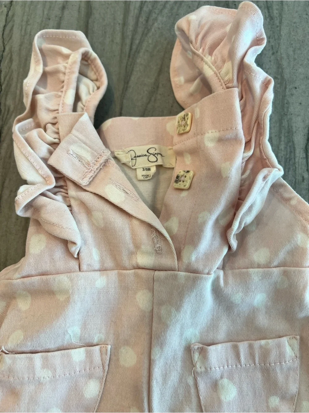 Jessica Simpson Light Pink Polka Dot Ruffle Strap Overalls